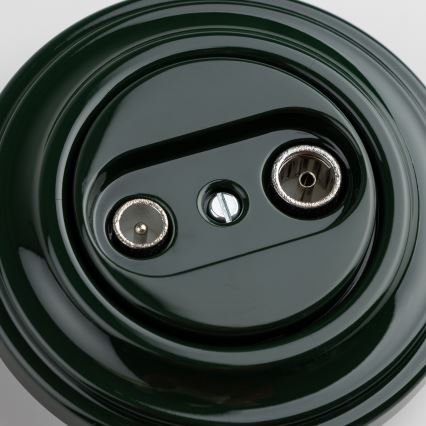 Kliklap - Ρετρό πρίζα TV+R (διερχόμενη) με πράσινο πλαίσιο