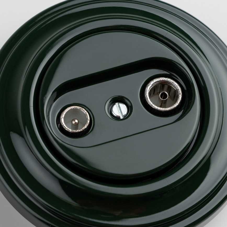 Kliklap - Ρετρό πρίζα TV+R (διερχόμενη) με πράσινο πλαίσιο