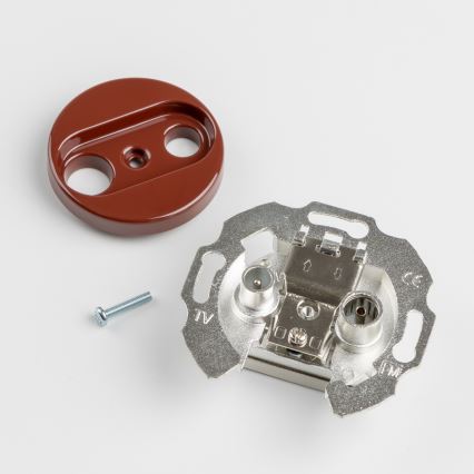 Kliklap - Ρετρό πρίζα TV+R (με δυνατότητα διέλευσης) με καφέ πλαίσιο