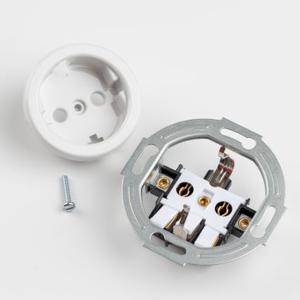 Kliklap - Ρετρό πρίζα τοίχου με πλαίσιο SCHUKO 230V/16A, χιονόλευκη