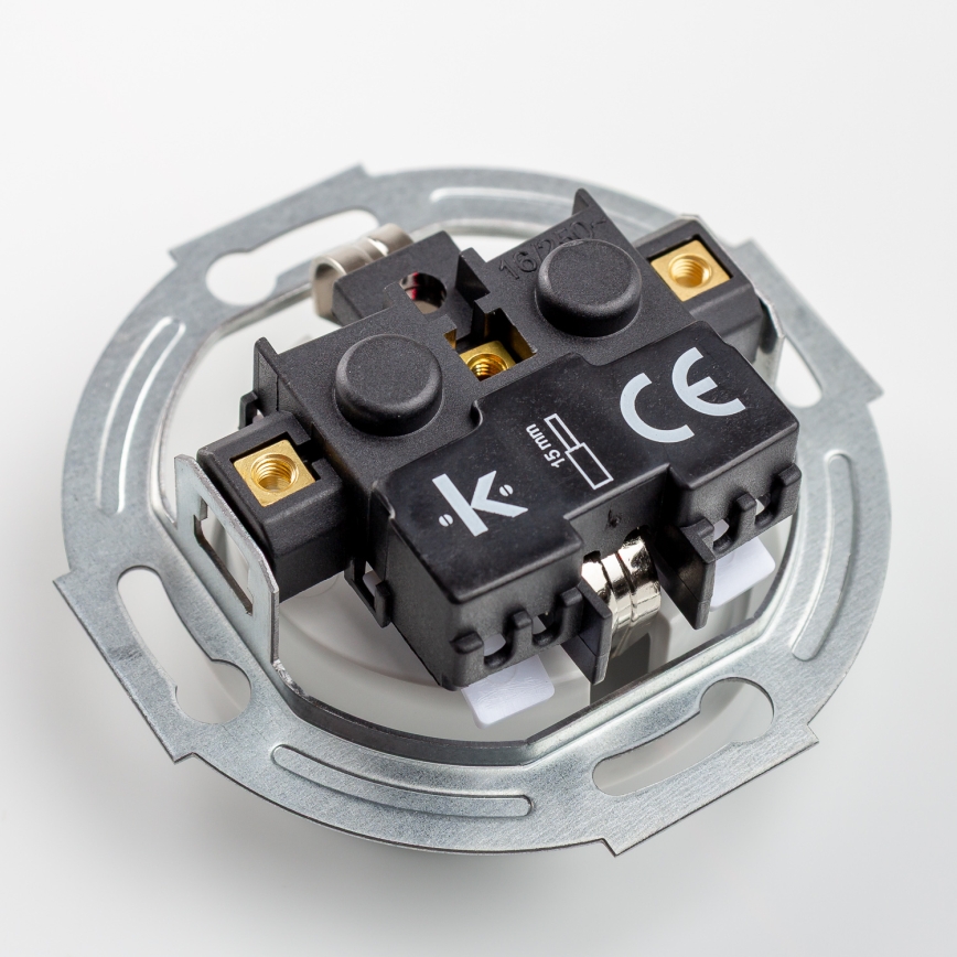 Kliklap - Ρετρό πρίζα τοίχου με πλαίσιο SCHUKO 230V/16A, χιονόλευκη