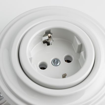 Kliklap - Ρετρό πρίζα τοίχου με πλαίσιο SCHUKO 230V/16A, χιονόλευκη