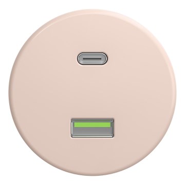 Kliklap - Ρετρό πρίζα USB A+C χωρίς πλαίσιο σε παλ ρόζ