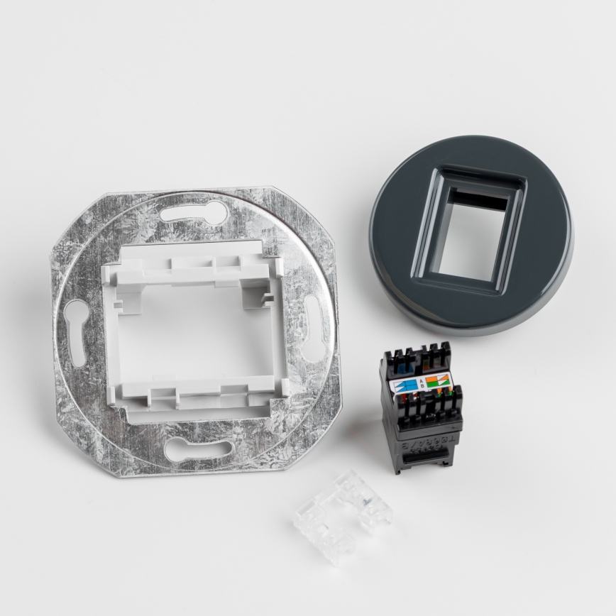 Kliklap - Ρετρό πρίζα δικτύου με πλαίσιο ανθρακί