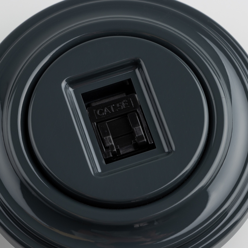 Kliklap - Ρετρό πρίζα δικτύου με πλαίσιο ανθρακί