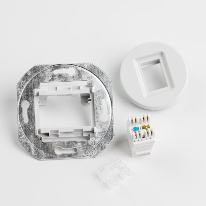 Kliklap - Ρετρό πρίζα δικτύου με πλαίσιο, λευκό χιονιού