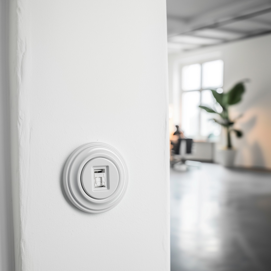 Kliklap - Ρετρό πρίζα δικτύου με πλαίσιο, λευκό χιονιού