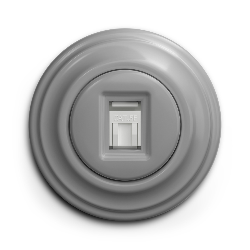 Kliklap - Ρετρό πρίζα δικτύου με πλαίσιο, γκρι