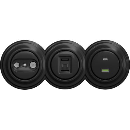 Kliklap - Ρετρό υποδοχή συμμετέχοντα TV+R (διάτρητη) χωρίς πλαίσιο μαύρη