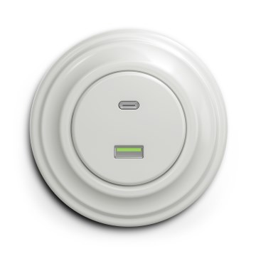 Kliklap - Ρετρό USB πρίζα A+C με κεραμικό πλαίσιο, λευκή