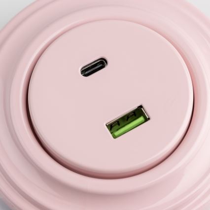 Kliklap - Ρετρό USB πρίζα A+C με πλαίσιο, παλαιωμένο ροζ