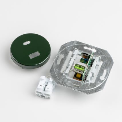 Kliklap - Ρετρό USB πρίζα A+C με πλαίσιο πράσινη