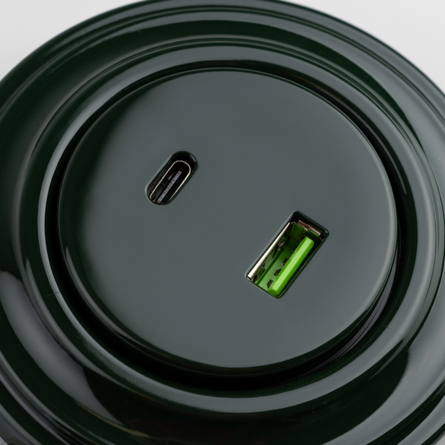 Kliklap - Ρετρό USB πρίζα A+C με πλαίσιο πράσινη