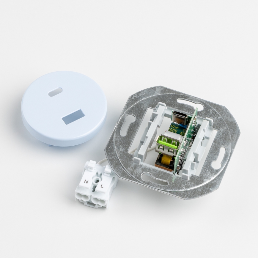 Kliklap - Ρετρό USB πρίζα A+C με πλαίσιο, μπλε