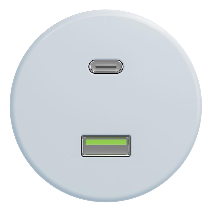 Kliklap - Ρετρό USB πρίζα A+C χωρίς πλαίσιο μπλε