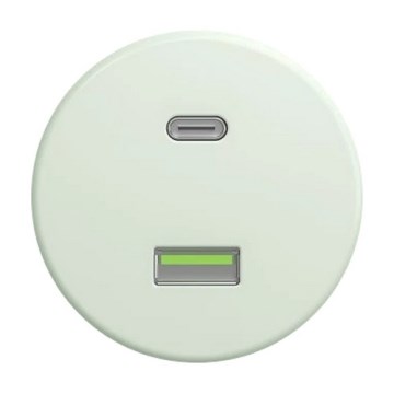 Kliklap - Ρετρό USB πρίζα τύπου A+C χωρίς πλαίσιο, σε πράσινο μέντας