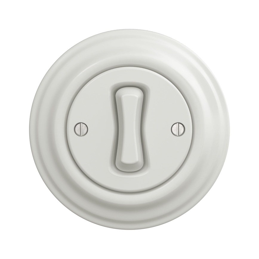 Kliklap - Ρετρό διακόπτης σκάλας με πλαίσιο αρ. 6, σε λευκό