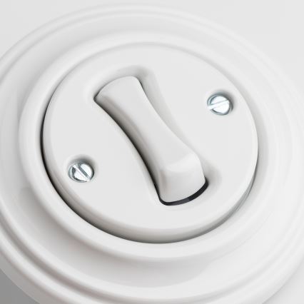 Kliklap - Ρετρό διακόπτης σκάλας με πλαίσιο αρ. 6 σε λευκό κεραμικό