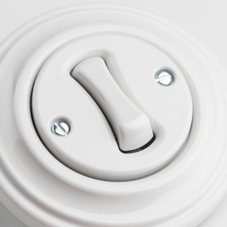 Kliklap - Ρετρό διακόπτης σκάλας με πλαίσιο αρ. 6 σε λευκό κεραμικό