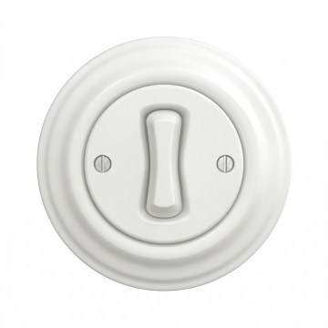 Kliklap - Ρετρό διακόπτης σκάλας με πλαίσιο αρ. 6 σε χιονόλευκο