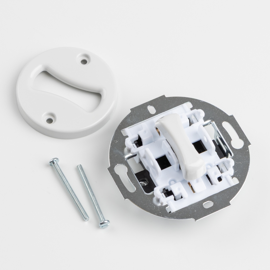 Kliklap - Ρετρό διακόπτης σκάλας με πλαίσιο αρ. 6 σε χιονόλευκο