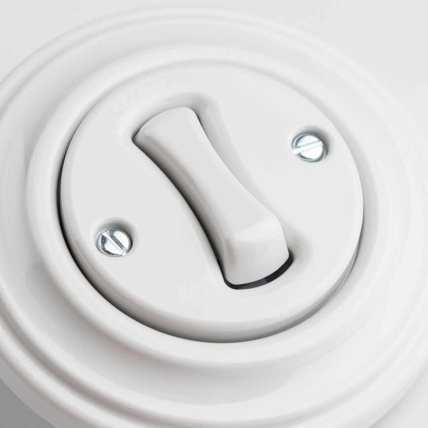 Kliklap - Ρετρό διακόπτης σκάλας με πλαίσιο αρ. 6 σε χιονόλευκο