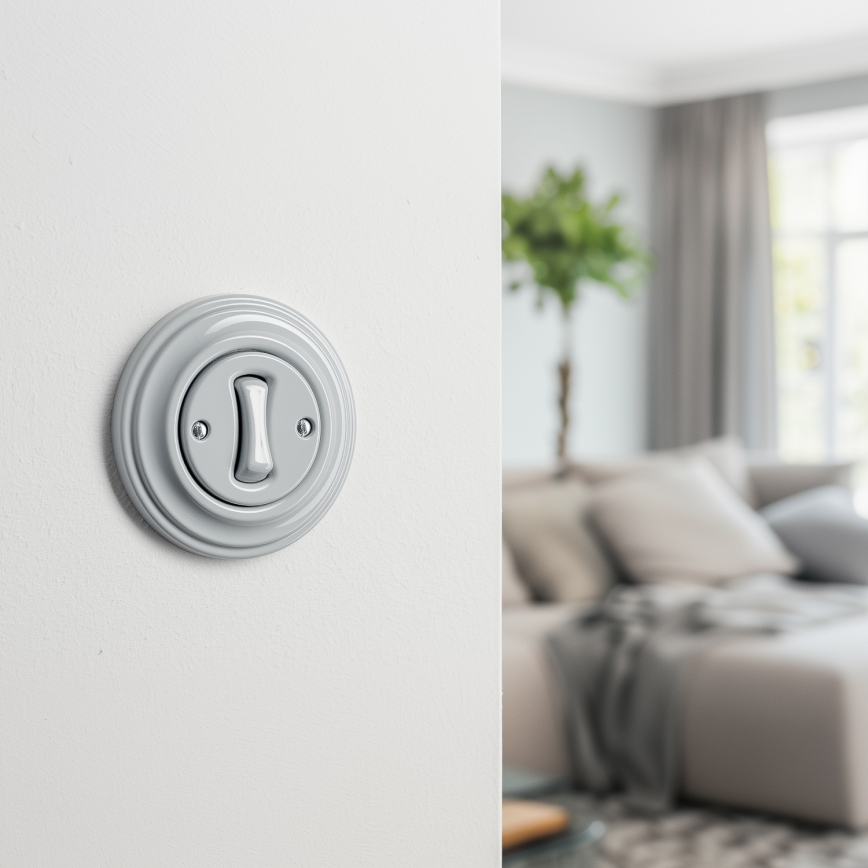 Kliklap - Ρετρό διακόπτης σκάλας με πλαίσιο αρ. 6, γκρι