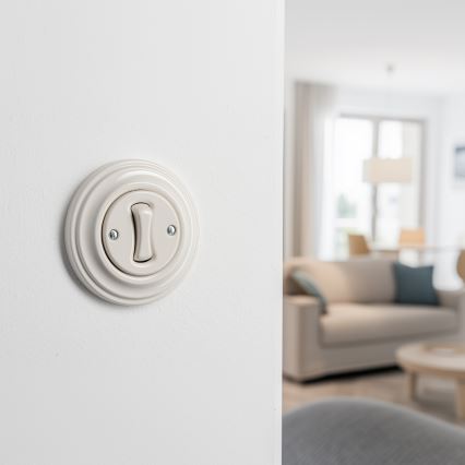 Kliklap - Ρετρό διακόπτης σκάλας με πλαίσιο αρ. 6 μπεζ