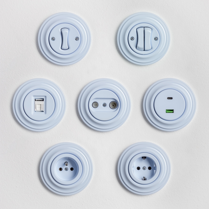 Kliklap - Ρετρό διακόπτης σκάλας χωρίς πλαίσιο αρ. 6 μπλε