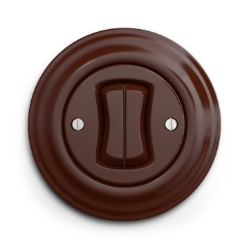 Kliklap - Ρετρό διπλός διακόπτης σκάλας με πλαίσιο αρ. 6+6 καφέ