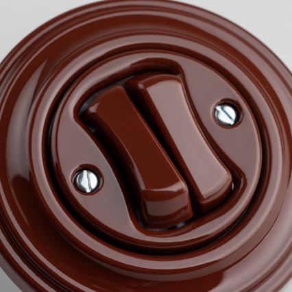 Kliklap - Ρετρό διπλός διακόπτης σκάλας με πλαίσιο αρ. 6+6 καφέ