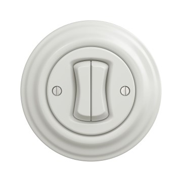 Kliklap - Ρετρό διπλός διακόπτης σκάλας με πλαίσιο αρ. 6+6 σε λευκό