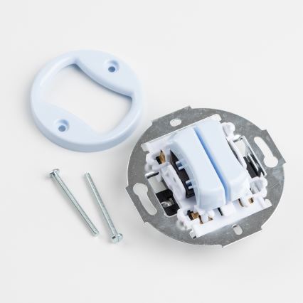 Kliklap - Ρετρό διπλός διακόπτης σκάλας με πλαίσιο αρ. 6+6 μπλε