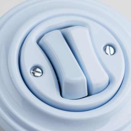 Kliklap - Ρετρό διπλός διακόπτης σκάλας με πλαίσιο αρ. 6+6 μπλε