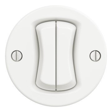 Kliklap - ρετρό διπλός διακόπτης σκάλας χωρίς πλαίσιο αρ. 6+6 λευκό χιονιού