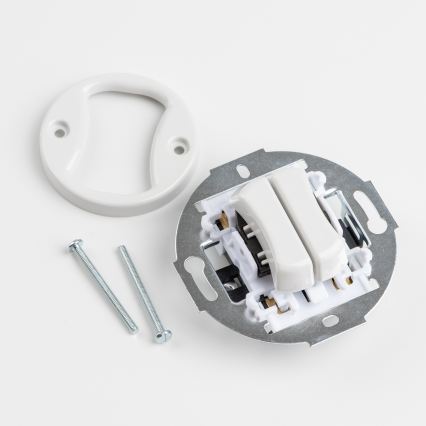 Kliklap - Ρετρό διπλός διακόπτης με πλαίσιο σε λευκό κεραμικό