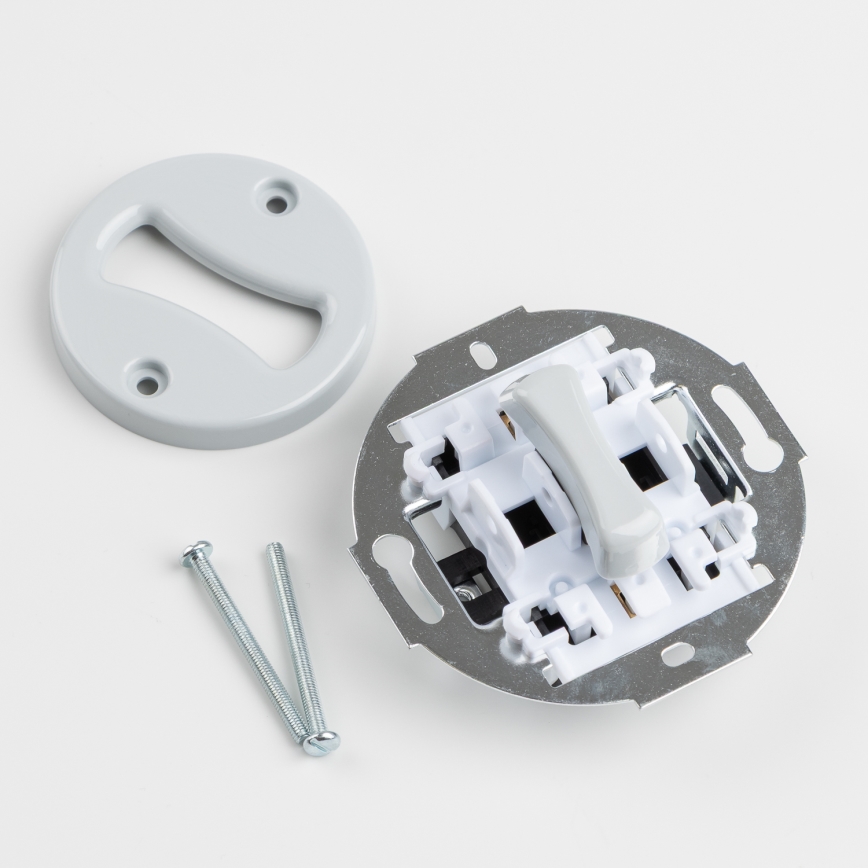 Kliklap - Ρετρό μονοπολικός διακόπτης αρ. 1 και πρίζα 230 V με πλαίσιο σε γκρι