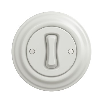 Kliklap - Ρετρό μονοπολικός διακόπτης με πλαίσιο αρ. 1, λευκό κεραμικό