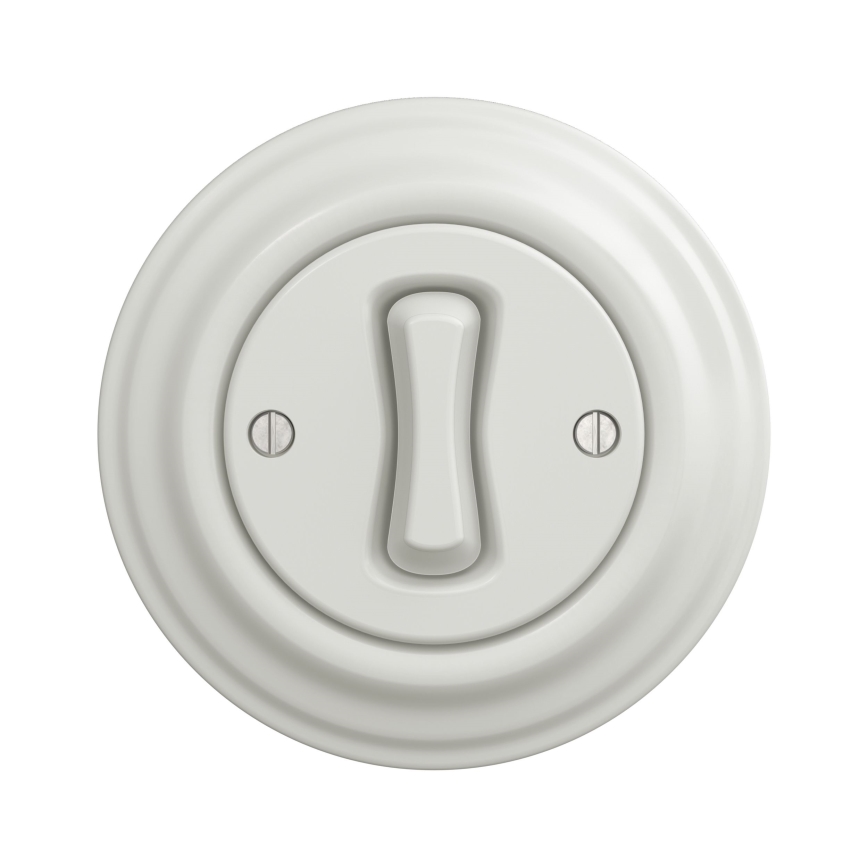 Kliklap - Ρετρό μονοπολικός διακόπτης με πλαίσιο, αρ. 1, λευκός