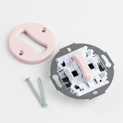 Kliklap - Ρετρό μονοπολικός διακόπτης χωρίς πλαίσιο, αρ. 1, ροζ vintage