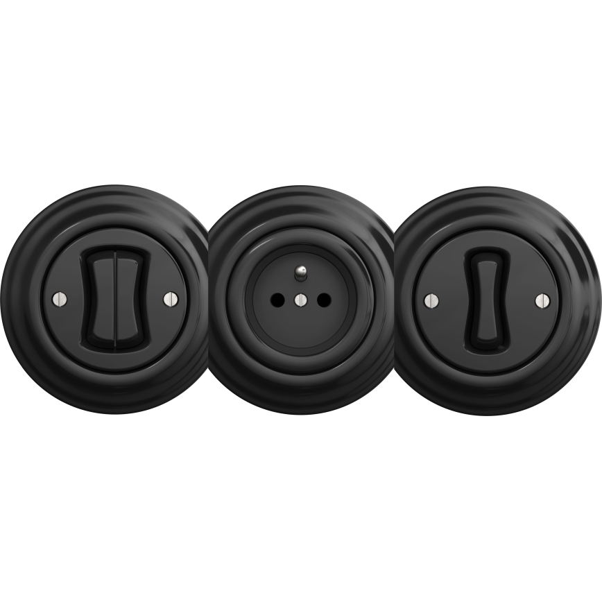 Kliklap - Ρετρό μονοπολικός διακόπτης χωρίς πλαίσιο αρ. 1 μαύρος