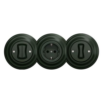 Kliklap - Ρετρό οικιακή πρίζα SCHUKO 230V/16A χωρίς πλαίσιο, πράσινη