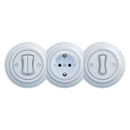 Kliklap - Ρετρό οικιακή πρίζα SCHUKO 230V/16A χωρίς πλαίσιο, μπλε