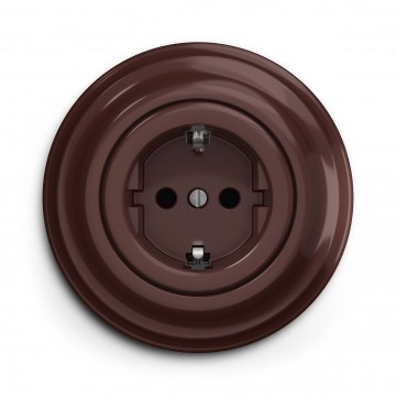 Kliklap - Ρετρό οικιακή πρίζα SCHUKO με πλαίσιο, 230V/16A, καφέ