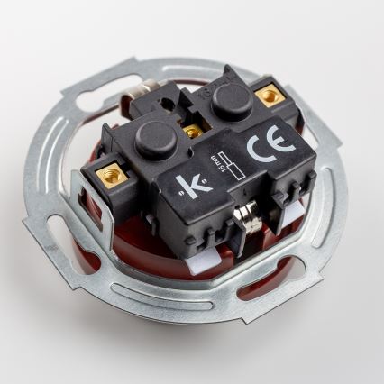 Kliklap - Ρετρό οικιακή πρίζα SCHUKO με πλαίσιο, 230V/16A, καφέ