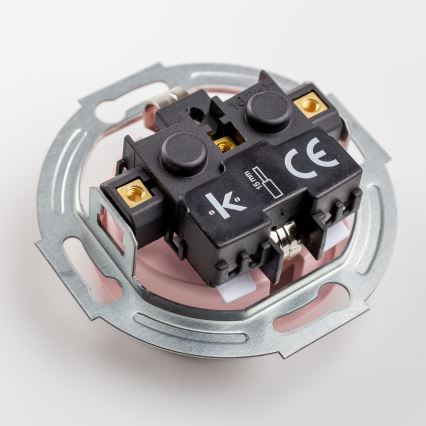 Kliklap - Ρετρό οικιακή πρίζα SCHUKO με πλαίσιο 230V/16A σε απαλό ροζ
