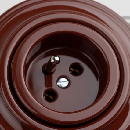 Kliklap - Ρετρό οικιακή πρίζα με πλαίσιο 230 V καφέ