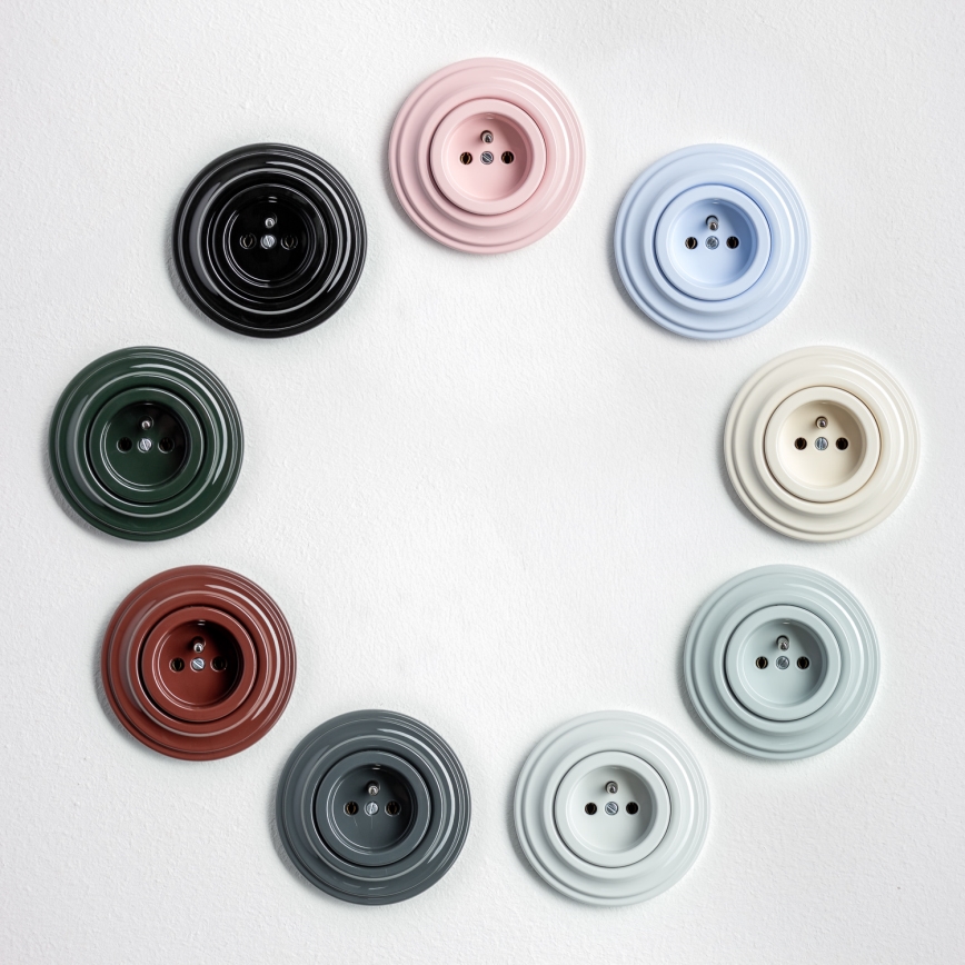 Kliklap - Ρετρό οικιακή πρίζα με πλαίσιο 230 V καφέ