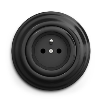 Kliklap - Ρετρό οικιακή πρίζα με πλαίσιο 230V μαύρη