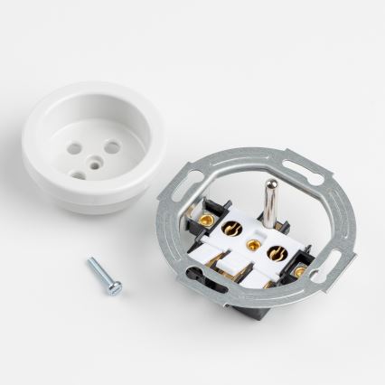 Kliklap - Ρετρό οικιακή πρίζα με πλαίσιο 230V χιονόλευκη